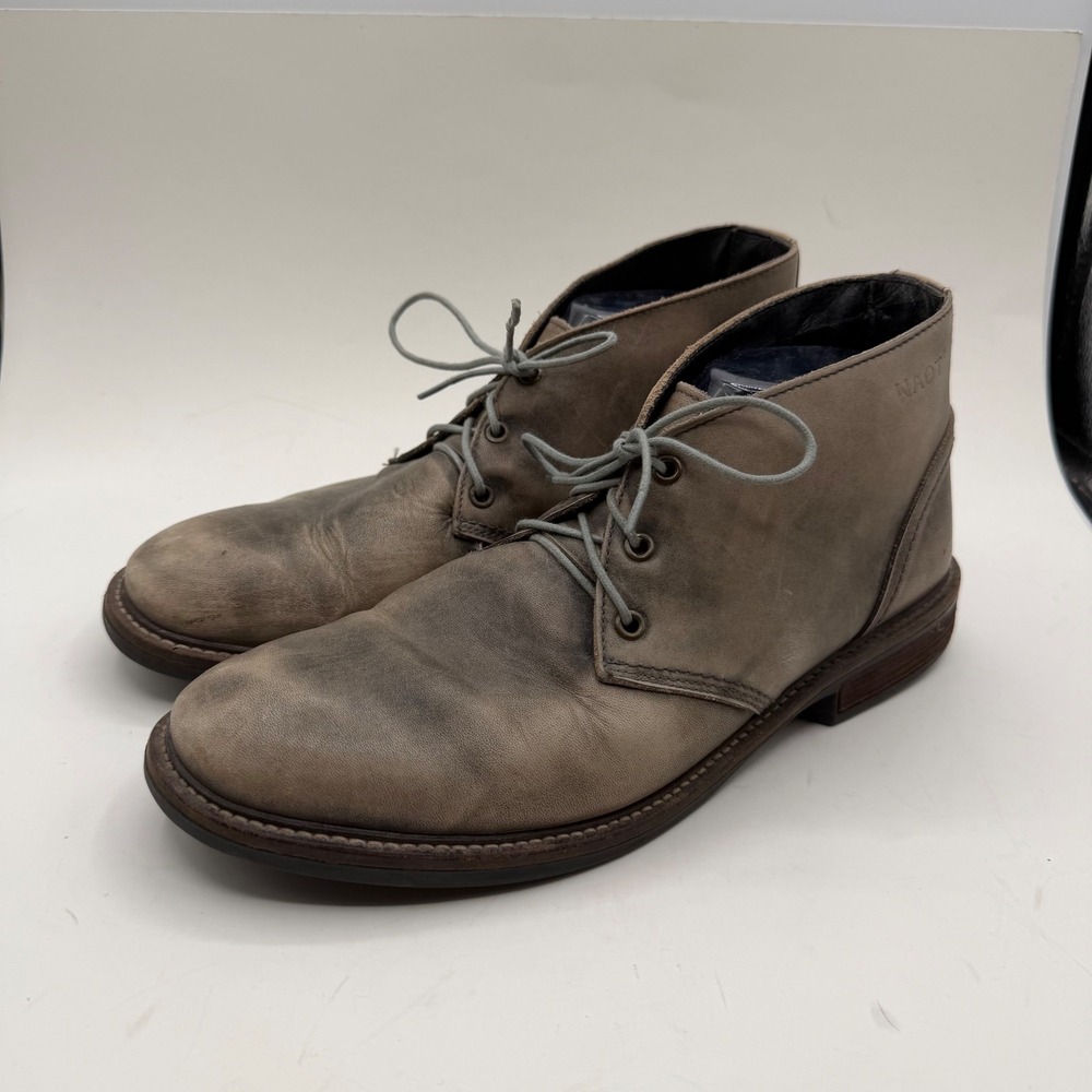Naot Pilot Mens Grey Distressed Leather Pilot Chukka Desert Boots Size 42 US 9